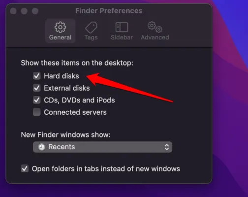 Festplatte auf dem Desktop auf dem Mac anzeigen