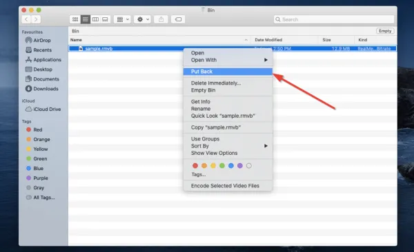 Verwenden der Option „Zurücksetzen“ in macOS