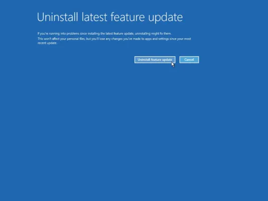 Windows 11-Update deinstallieren, letzter Klick