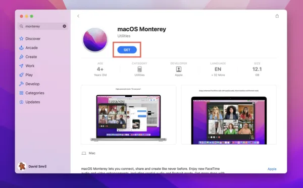 macOS Monterey App Store herunterladen