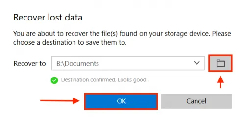 Ziel für die wiederhergestellten Dateien