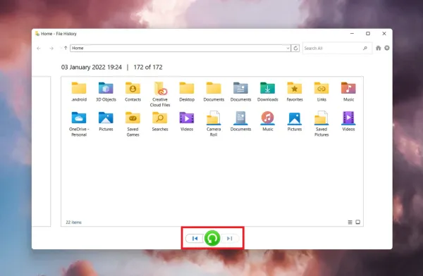 Wiederherstellen von Dateien mithilfe des Windows-Verlaufs