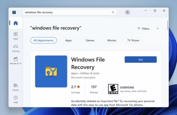 Windows-Dateiwiederherstellung herunterladen