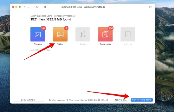 Überprüfen Sie gefundene Dateien auf dem Mac